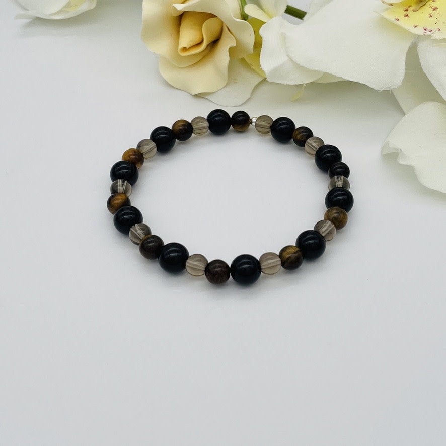 ST1544  8" Smoky, Onyx, Tiger Eye BL