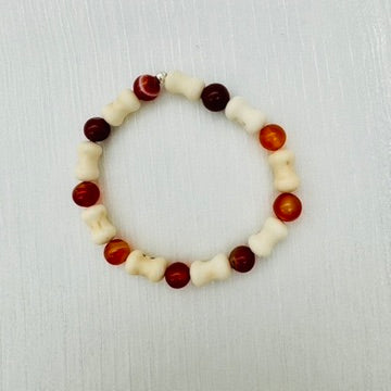 ST1281BL Red Agate and Magnesite Bracelet  7.5"