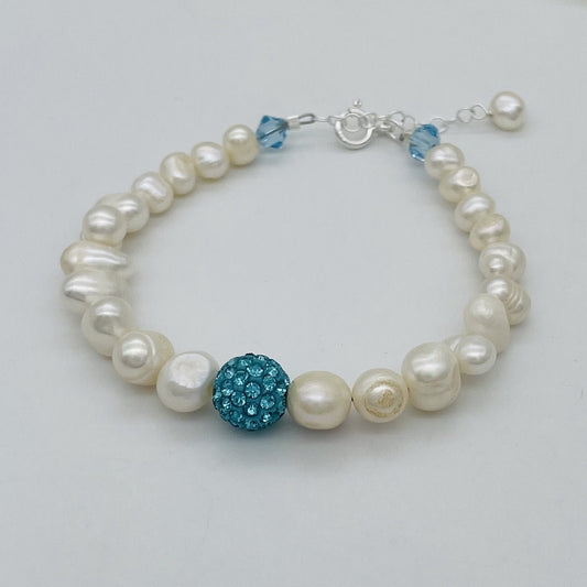 SH992   FW Pearls Bracelet  W/ Blue