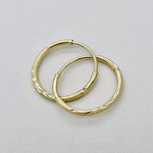 G-42 14K Gold 14mm. Hoop Earrings