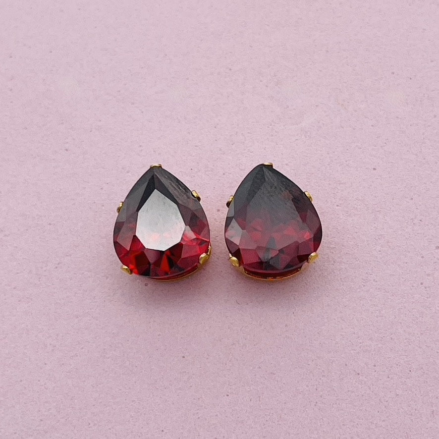 SS950 13X 10 mm. Garnet Earrings GP