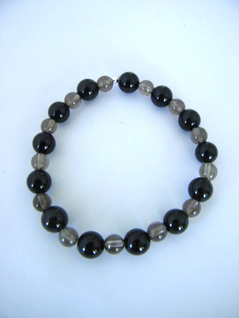 ST1078  Bracelet Onyx And Smoky