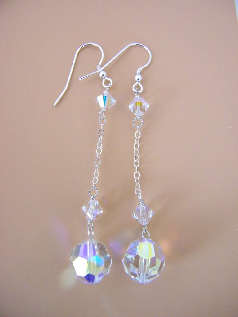 C960ER Clear AB Earrings 3"Long