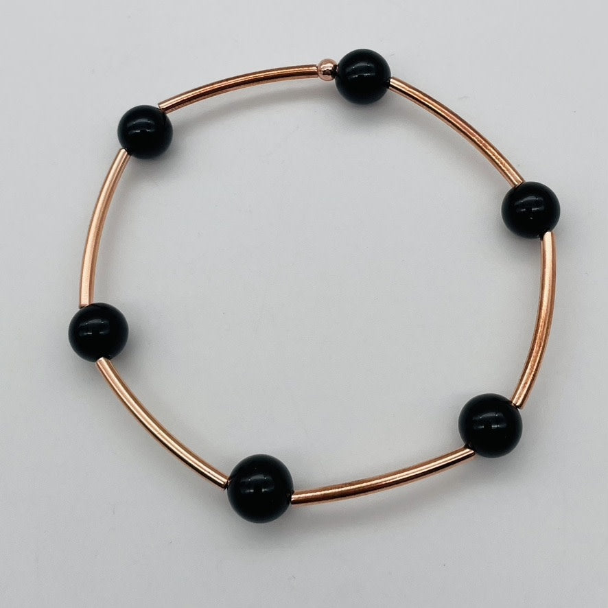 CO01BL Copper and Onyx Bracelet 7"