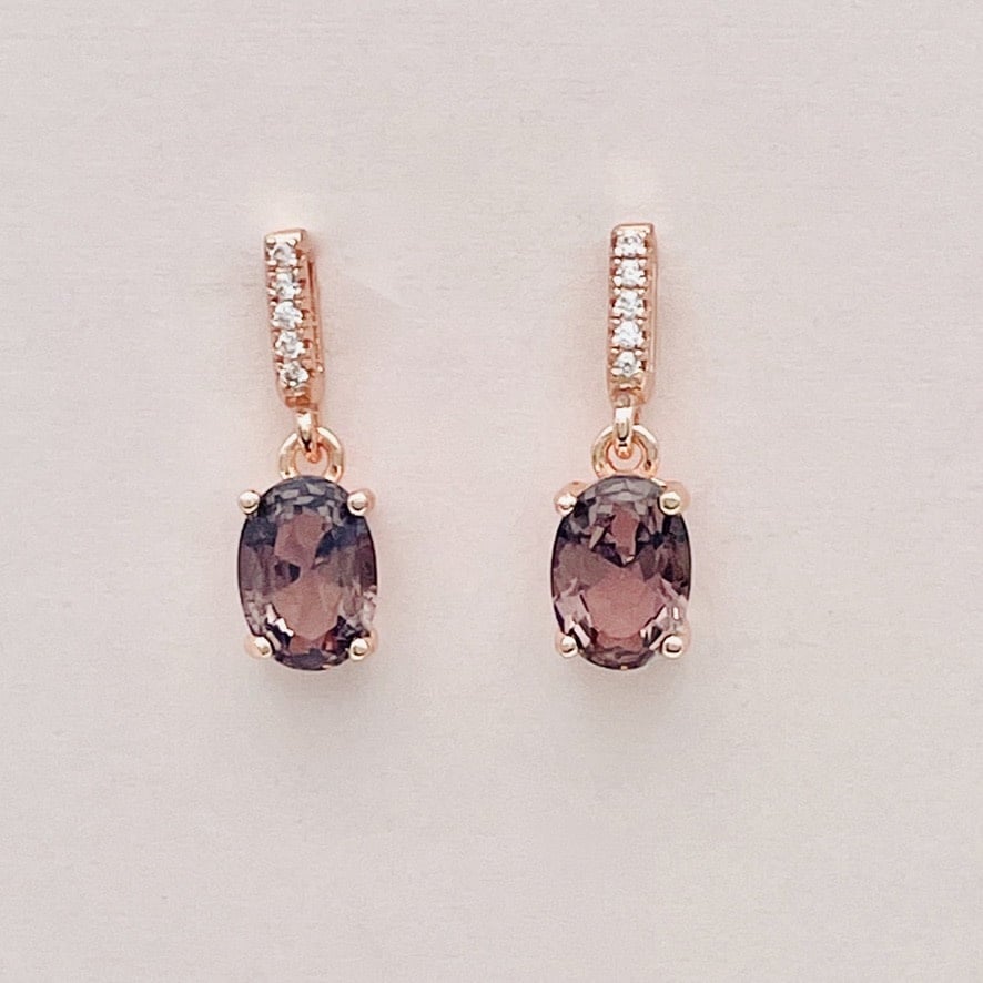 ST1517 Rose Gold Plated Morganite Earrings