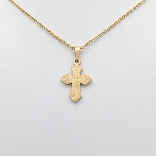 SS1332 18" Gold Plated Cross Necklace