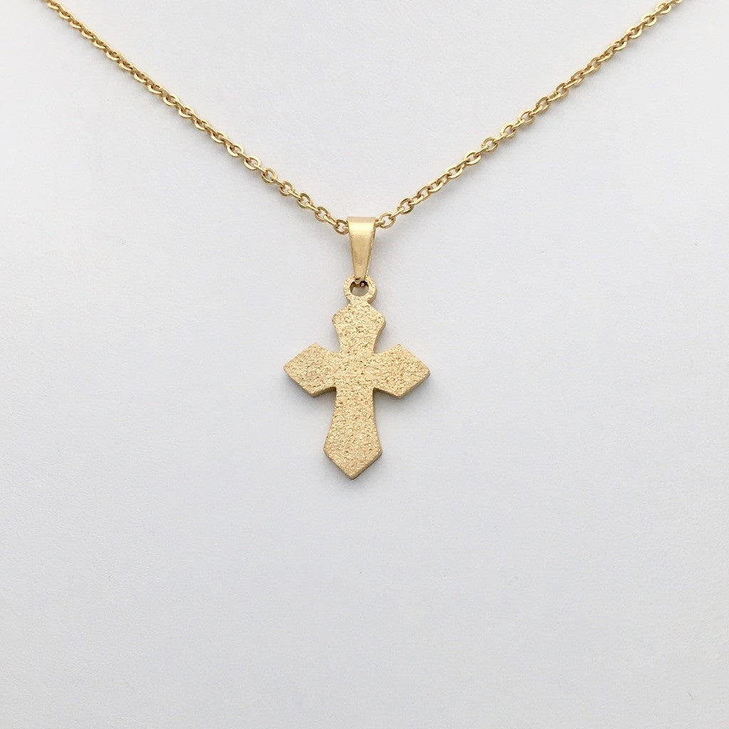 SS1332 18" Gold Plated Cross Necklace