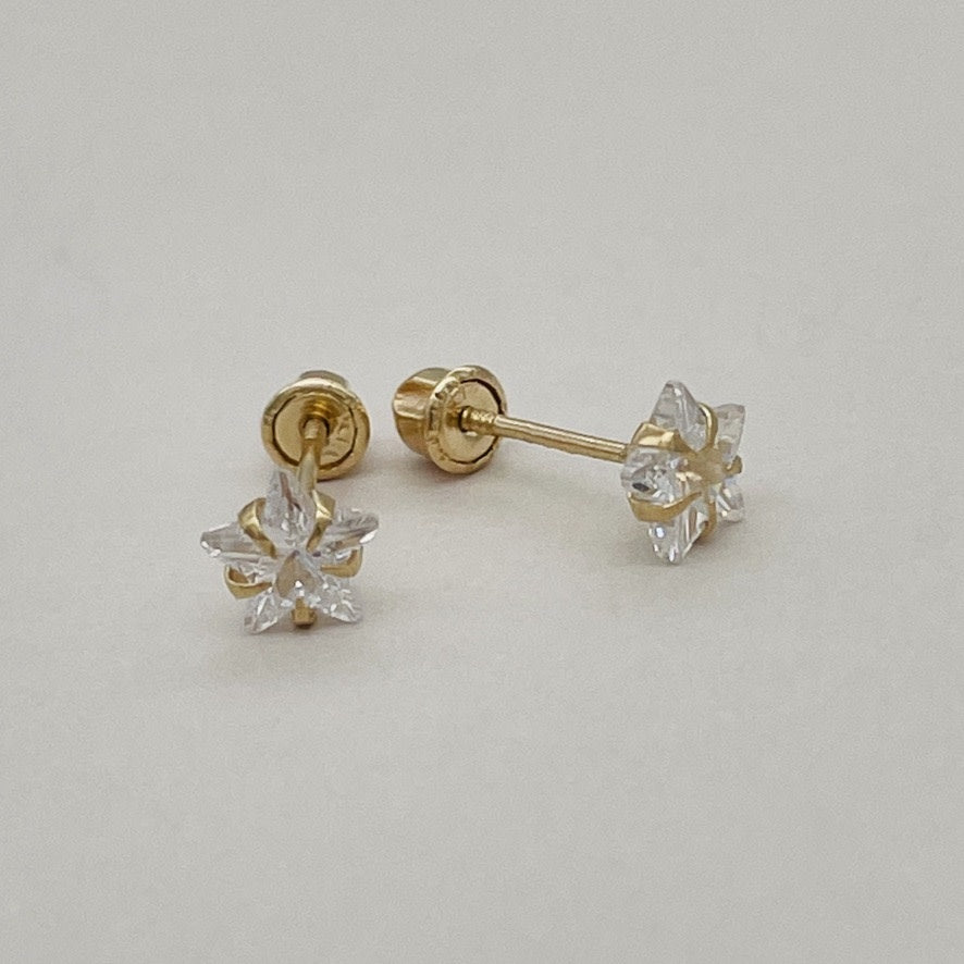 G18 14K Gold 4mm.Star Post Earrings