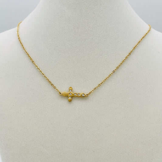 SS1505  20" Gold Plated Cross Necklace