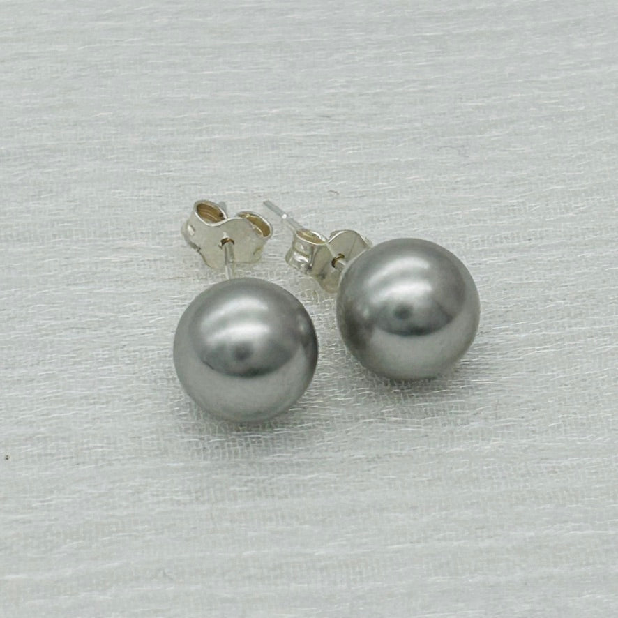 C1031 Silver Pearls Earrings 8mm.