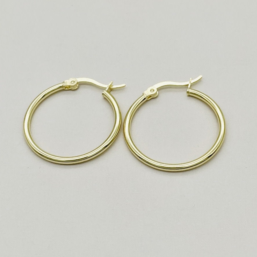 S1599ER 14K Gold Plated Hoop Earrings 25mm.