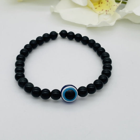 ST1579BL Obsidian Bracelet With  Eye 7.5"