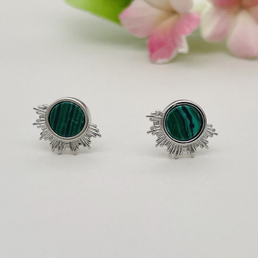 ST1558  Malachite Post Earrings