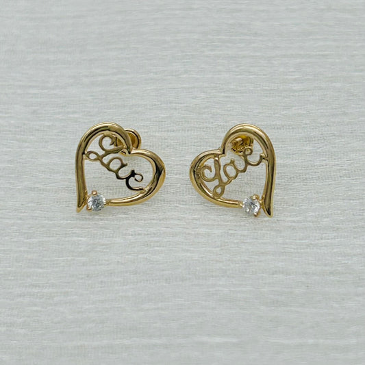 G292ER 14K Gold  Heart Earrings