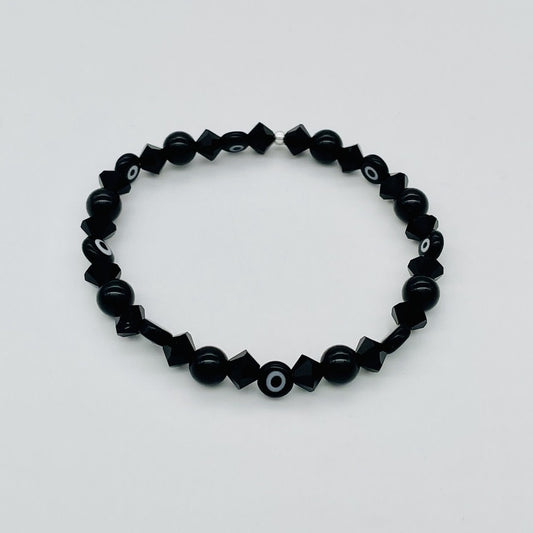 ST1663BL  Black Onyx Bracelet  With Eyes 7"