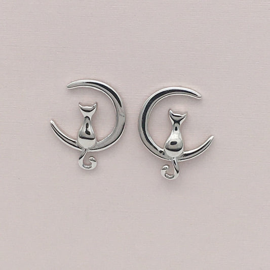 S1576ER Cat In Moon Earrings