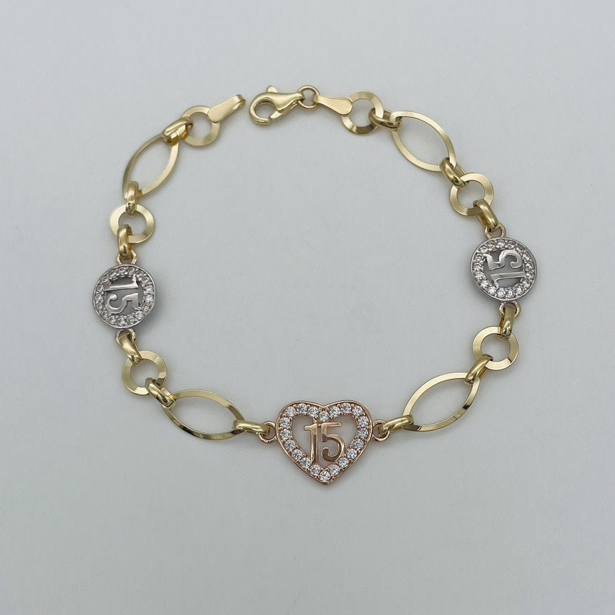 G207BL14K Gold Quinceañera Bracelet 7"