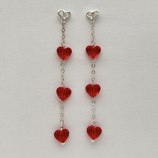 C1285ER Red Hearts Earrings