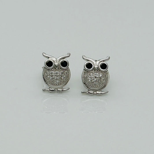 Z956ER Owl Earrings Black Eyes