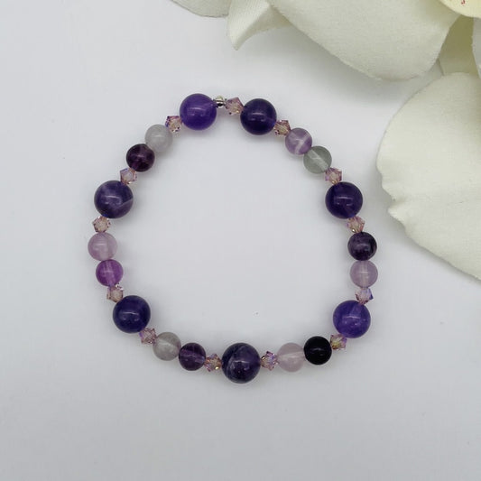 ST1548BL Amethyst and Fluorite Bracelet 7"