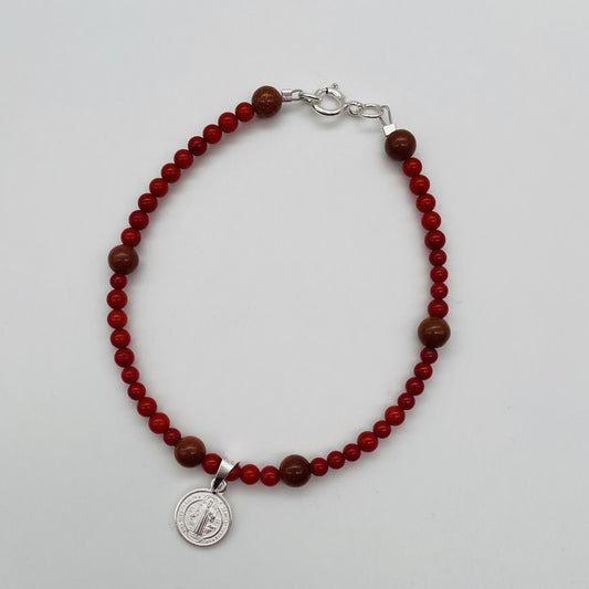 ST1460BL San Benito with Red Dyed Bamboo Coral Bracelet 8"