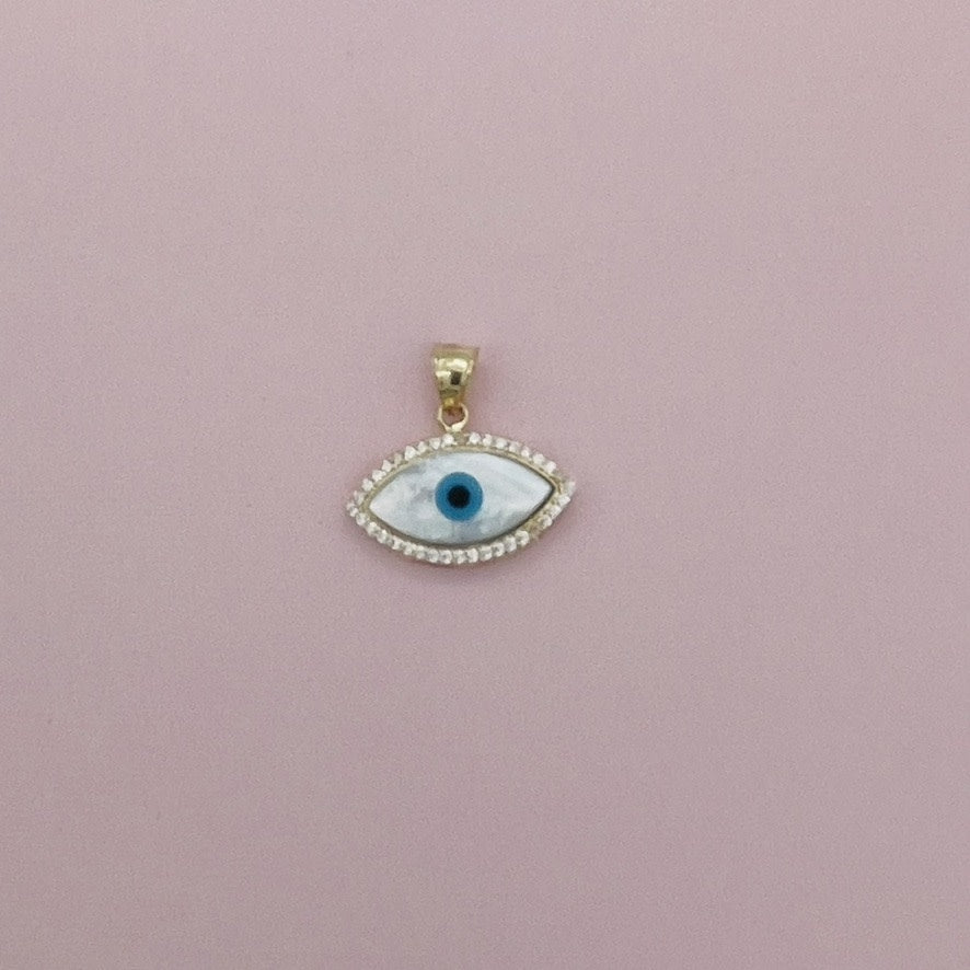 G214  14K Gold Eye Pendant