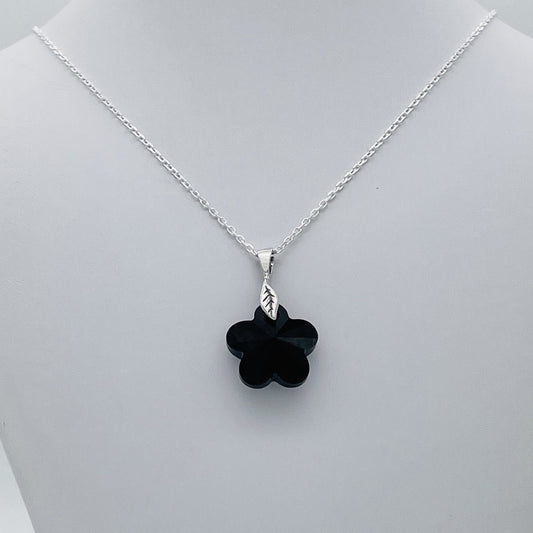 C1248NL Black Flower Necklace 18"