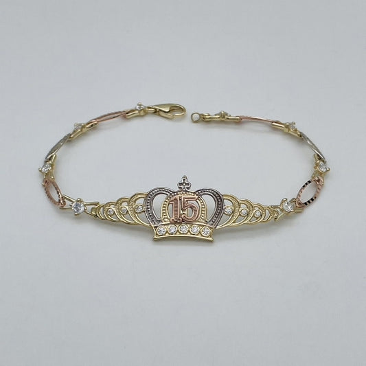 G205 14K Gold Quinceañera Bracelet  7"