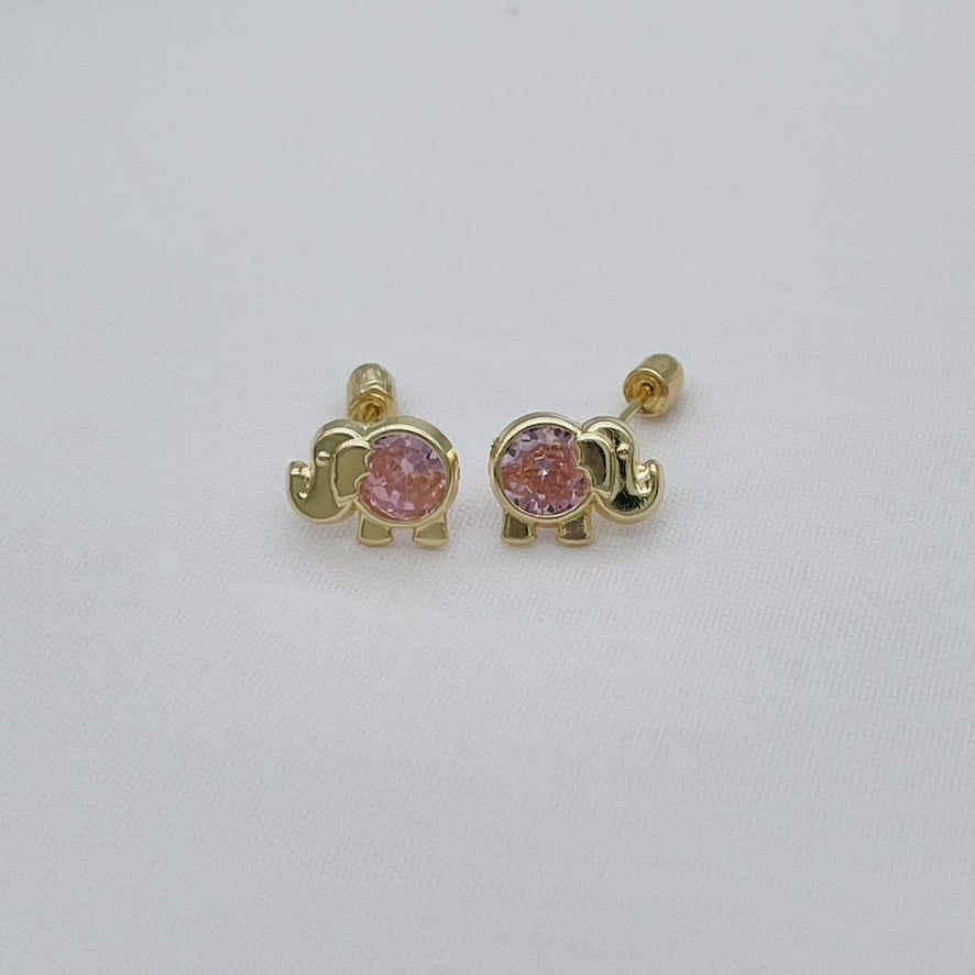 G-198  14K Gold Elephant Earrings