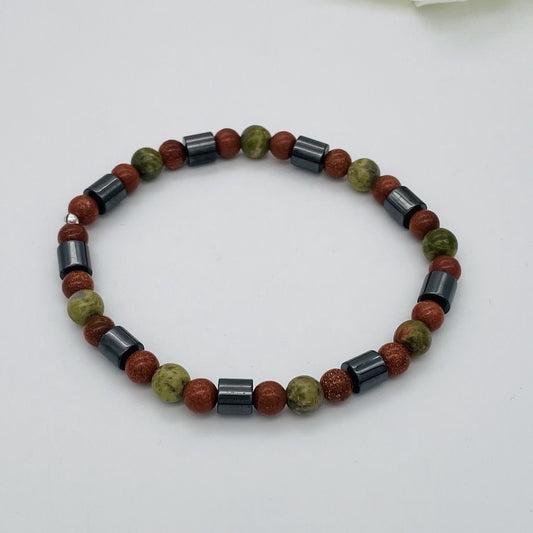 ST1340BL Unakite Bracelet 8"