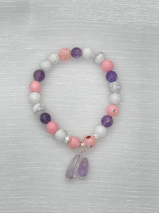 ST1854  Howlite Amethyst Bracelet 7"