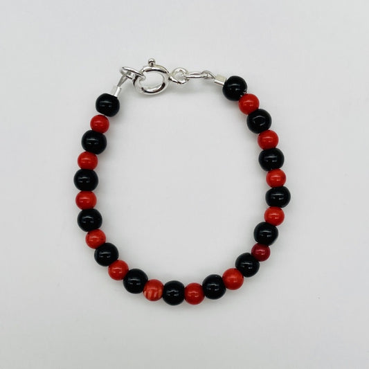 CH941BL Black Onyx & Red Dyed Bamboo coral 5"