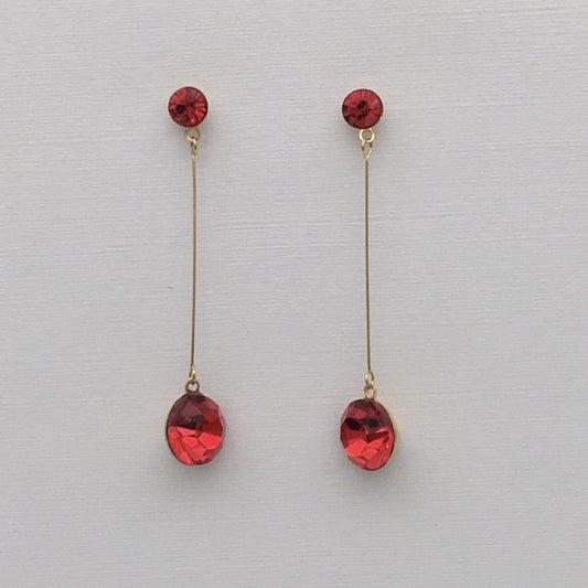 SS955  Gold Plated Red Earrings