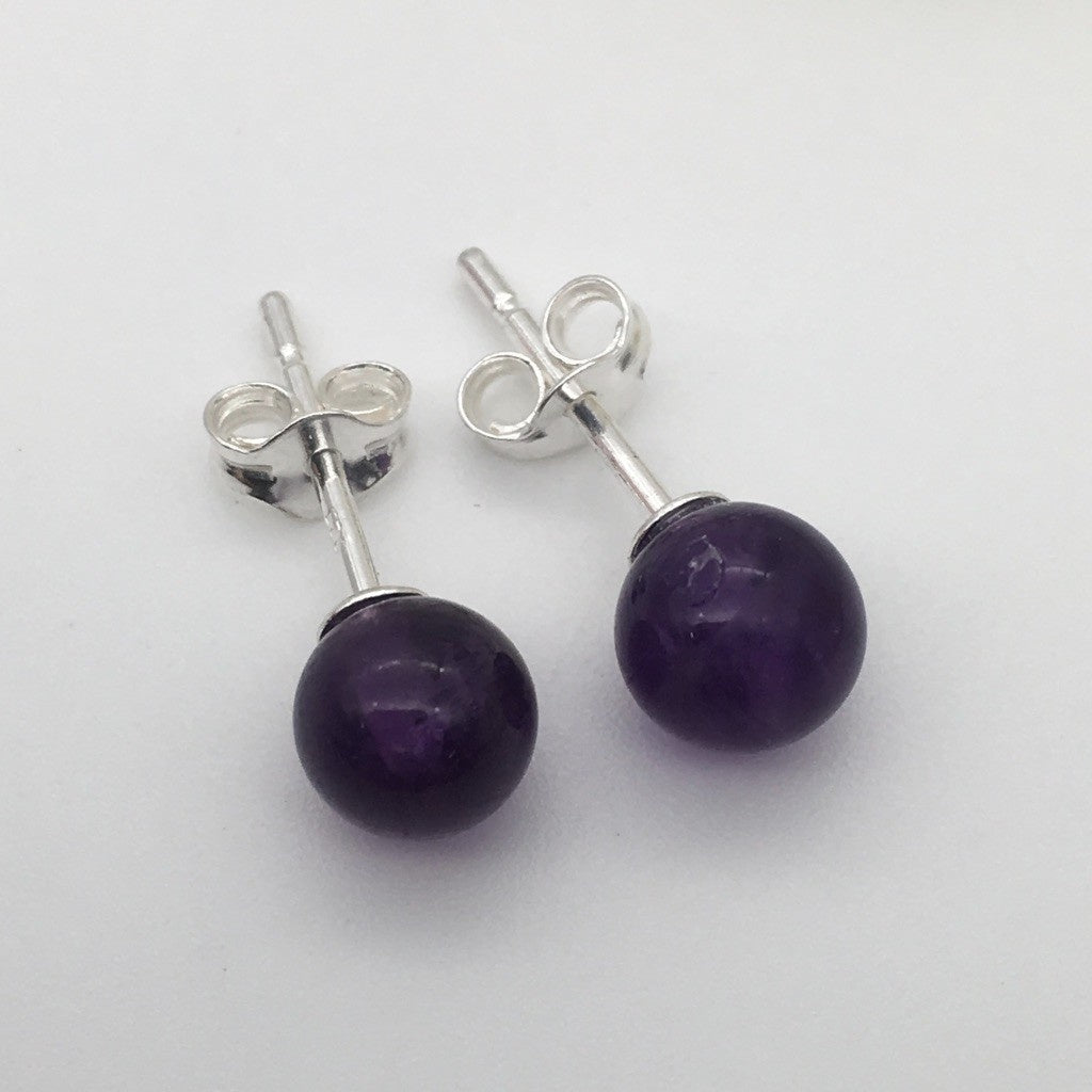 ST1149 Amethyst Post Earrings 6mm.