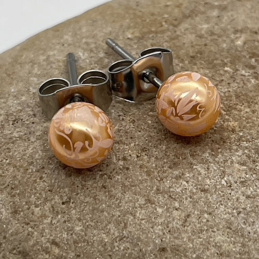 SS986 5.7mm. Peach  Earrings