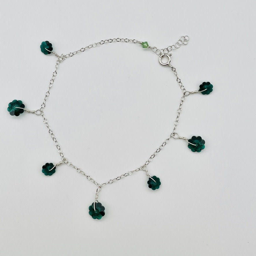 C1226  10" Green Vitrail Anklet