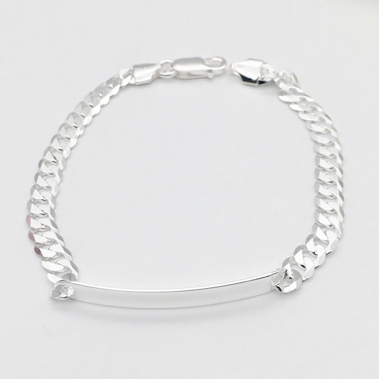 S891BL Curb Link ID Bracelet 6mm.x 8"