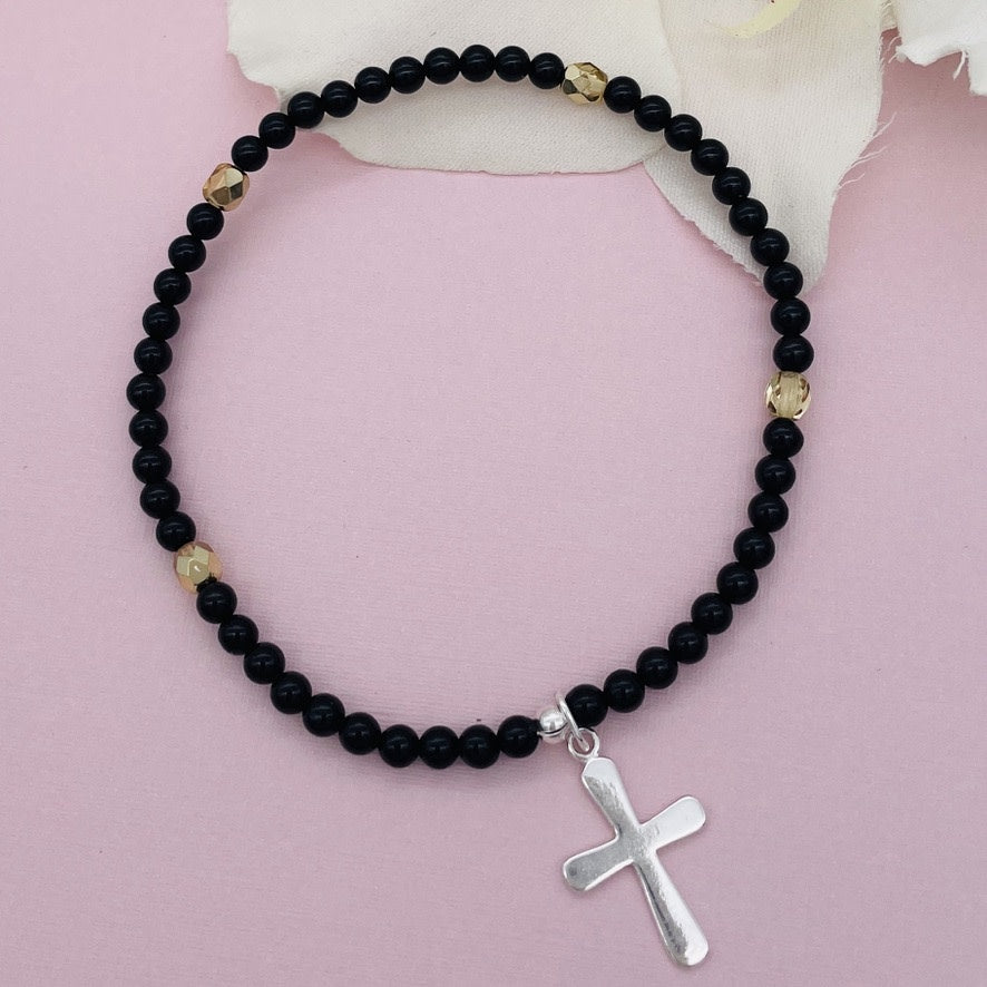 ST1473BL Onyx Rosary Bracelet