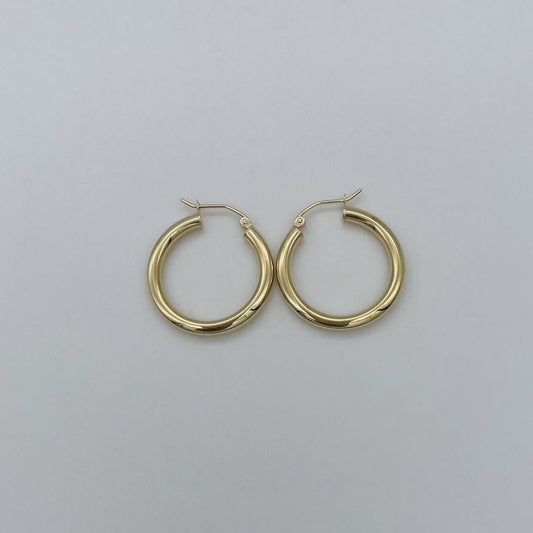 G203ER 14K Gold 3x25mm. Hoop Earrings