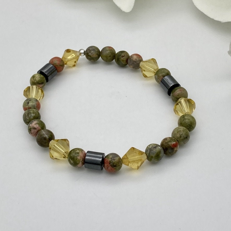 ST1458BL Unakite Bracelet 7"