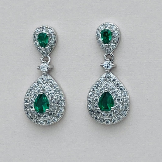 Z1468 Emerald Drop Earrings 20mm. x 5mm.