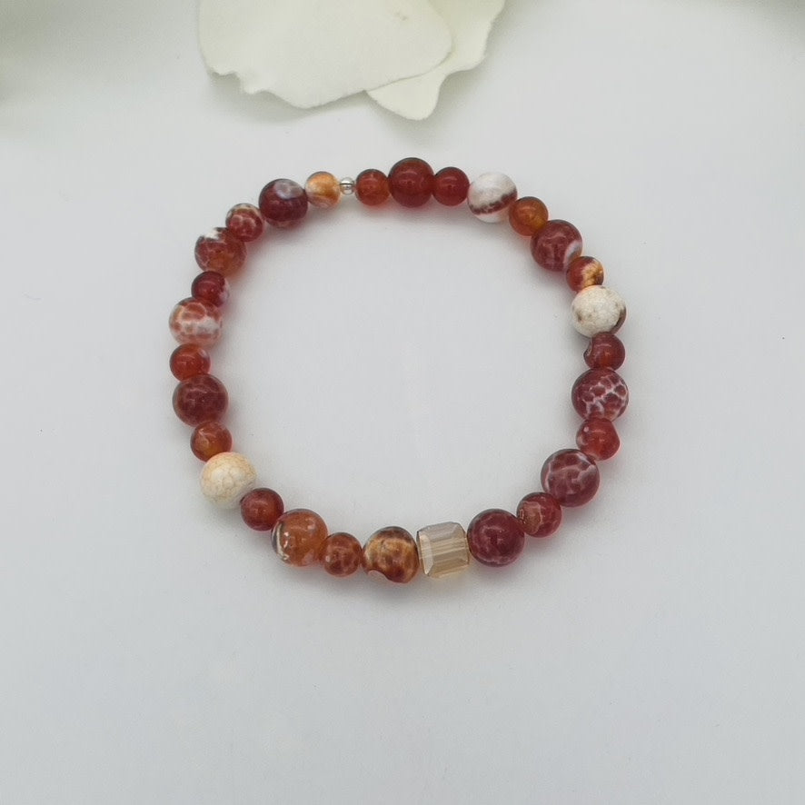 ST1839 Fire Agate Bracelet 8"