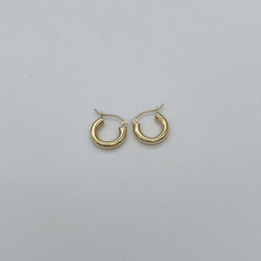 G203ER 14K Gold  3mmx13mm. Hoop Earrings