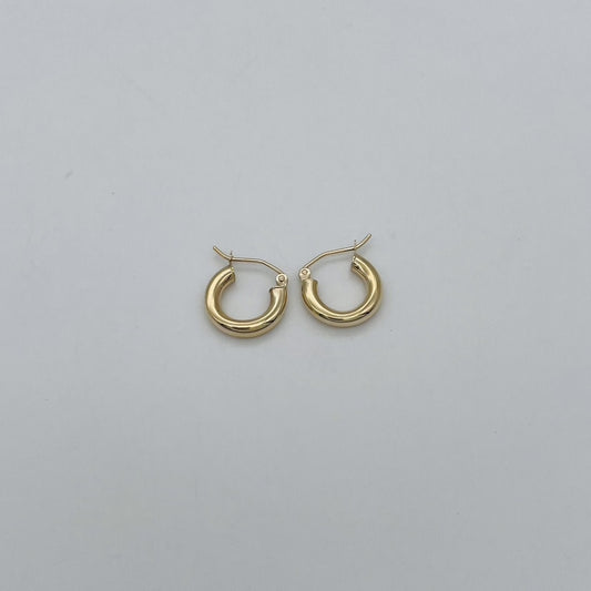 G203ER 14K Gold  3mmx13mm. Hoop Earrings