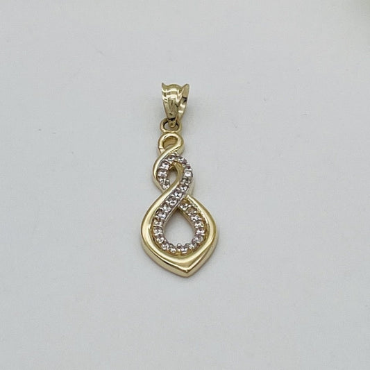 G102  14K Gold Infinity pendant 30mm Long