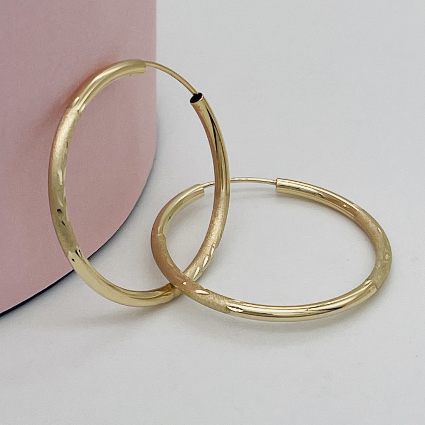 G-107 14 K Gold Hoops 30mm.X 2mm.  1.42gr.