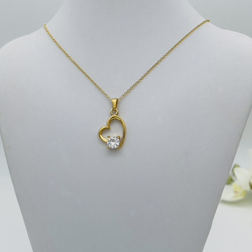 SS1533NL Gold Plated Heart Necklace 18"