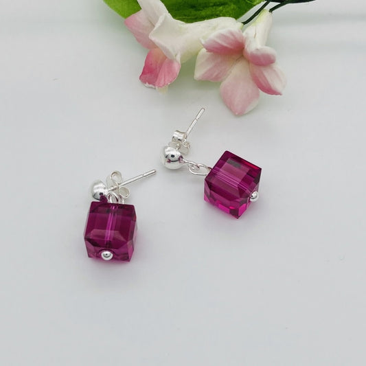 C1245ER Square Fuchsia Earrings