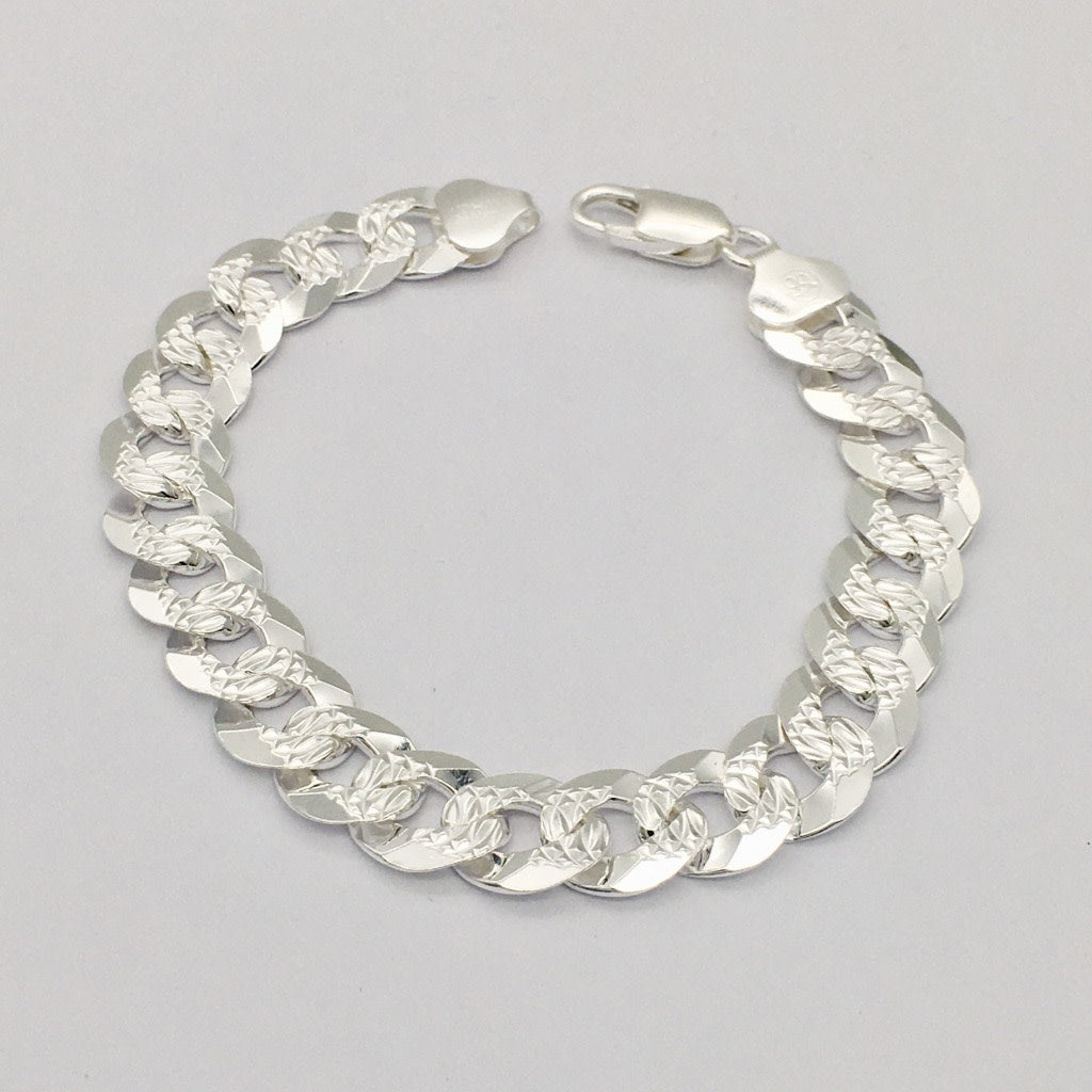 S1549BL Curb Pave Bracelet 11mm. x 8"