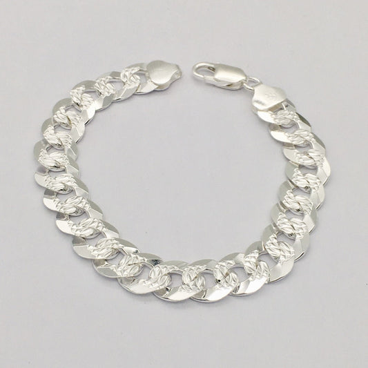 S1549BL Curb Pave Bracelet 11mm. x 8"